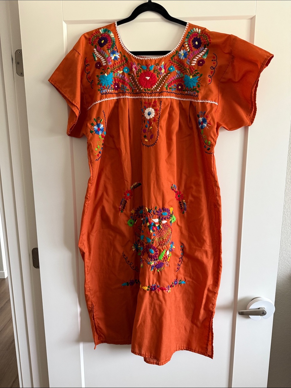 Source Unknown Orange Embroidered Maxi Dress